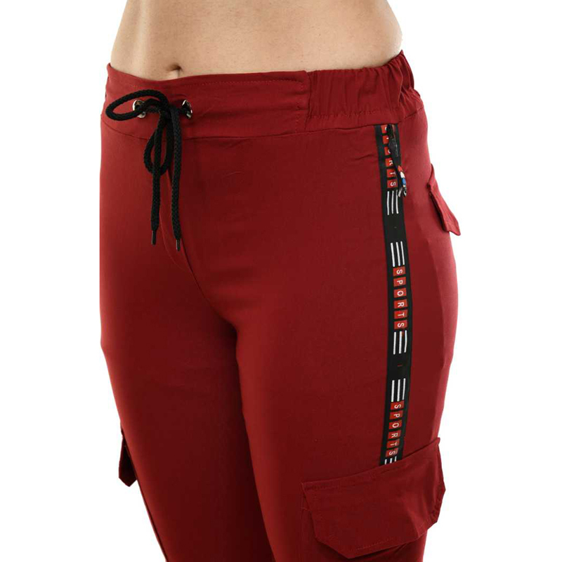 Maroon Solid Pocket Style Jooger Pants